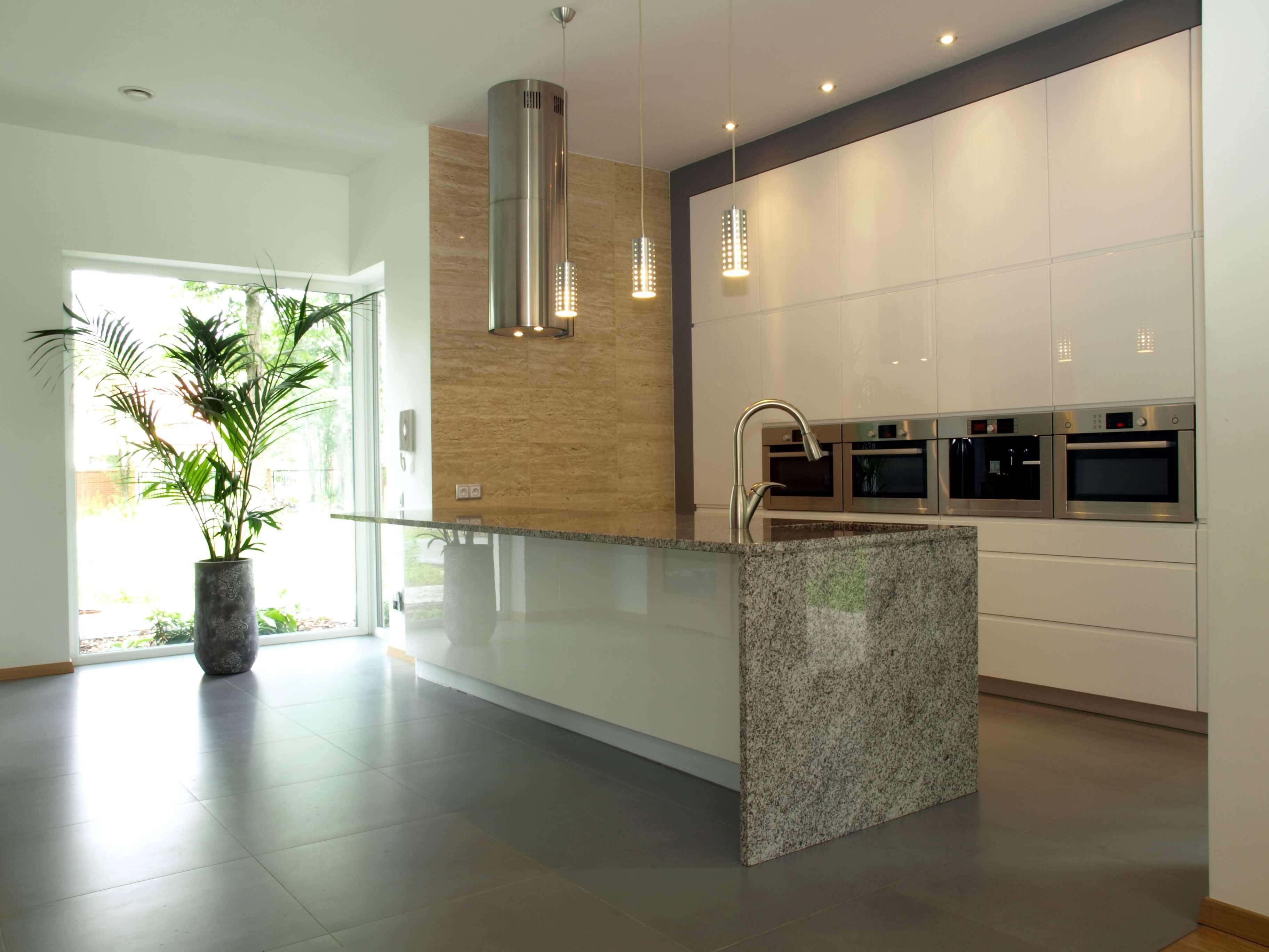 bright well designed stone kitchen